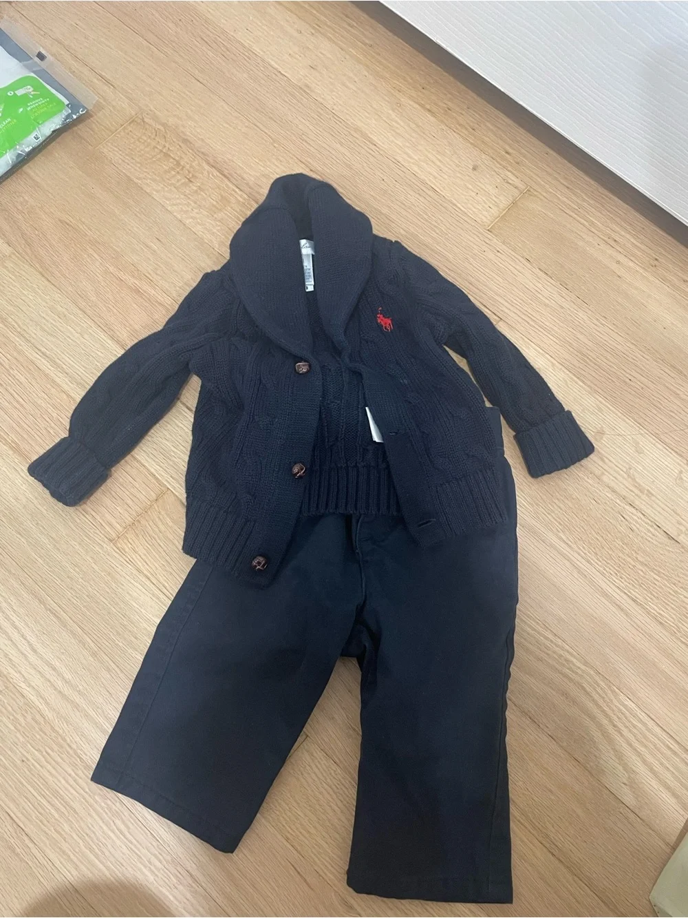 Ralph Lauren outfit 6 months blue cable knit cardigan and pants